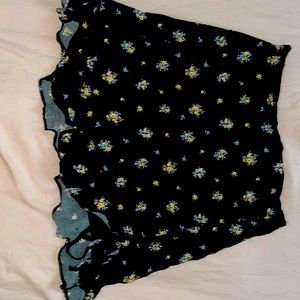 Forever 21 Black Floral Mini Skirt.